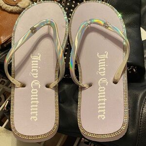 Juicy Couture Silver and Purple Sandals with Braided Trim